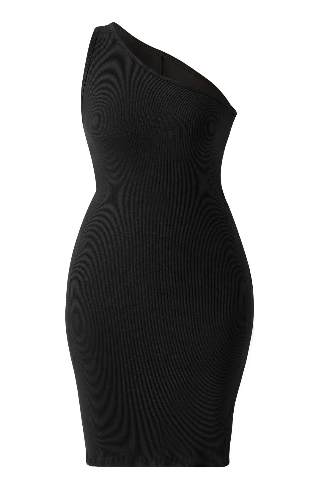 Minikjole med én skulder, rynkedetaljer og innebygd shapewear