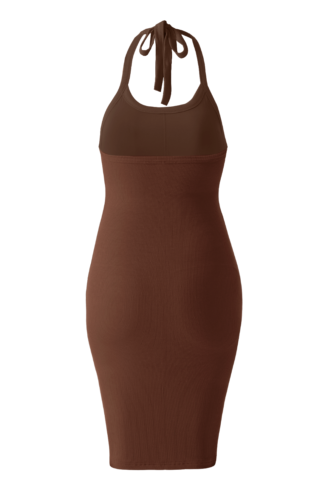 Ryggløs minikjole med drapert hals og stropper med innebygd shapewear