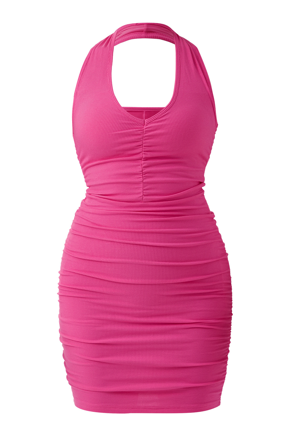 Minikjole med rynkedetaljer ved halsen og innebygd shapewear