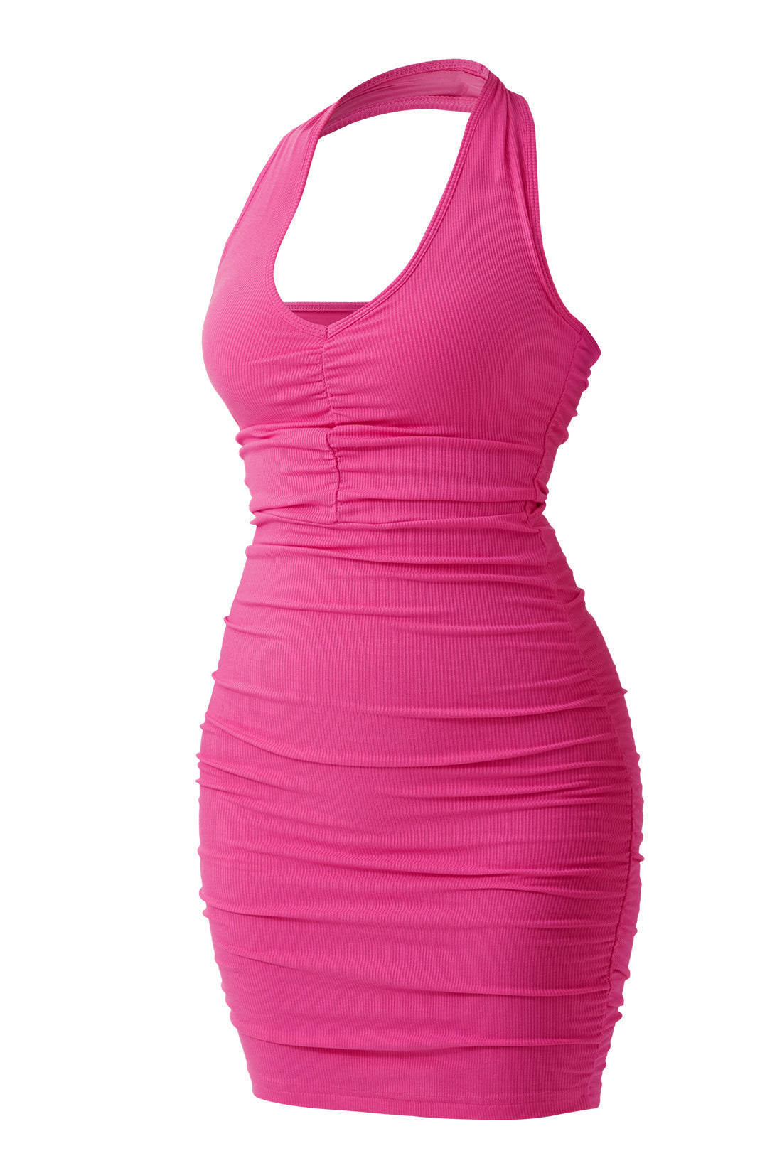 Minikjole med rynkedetaljer ved halsen og innebygd shapewear