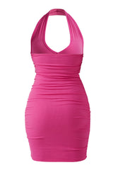 Minikjole med rynket hals og innebygd shapewear