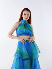 Trendy to-delt kjolesett med print