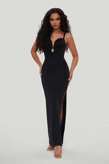 Maxikjole i blonder med push-up-effekt og innebygd shapewear