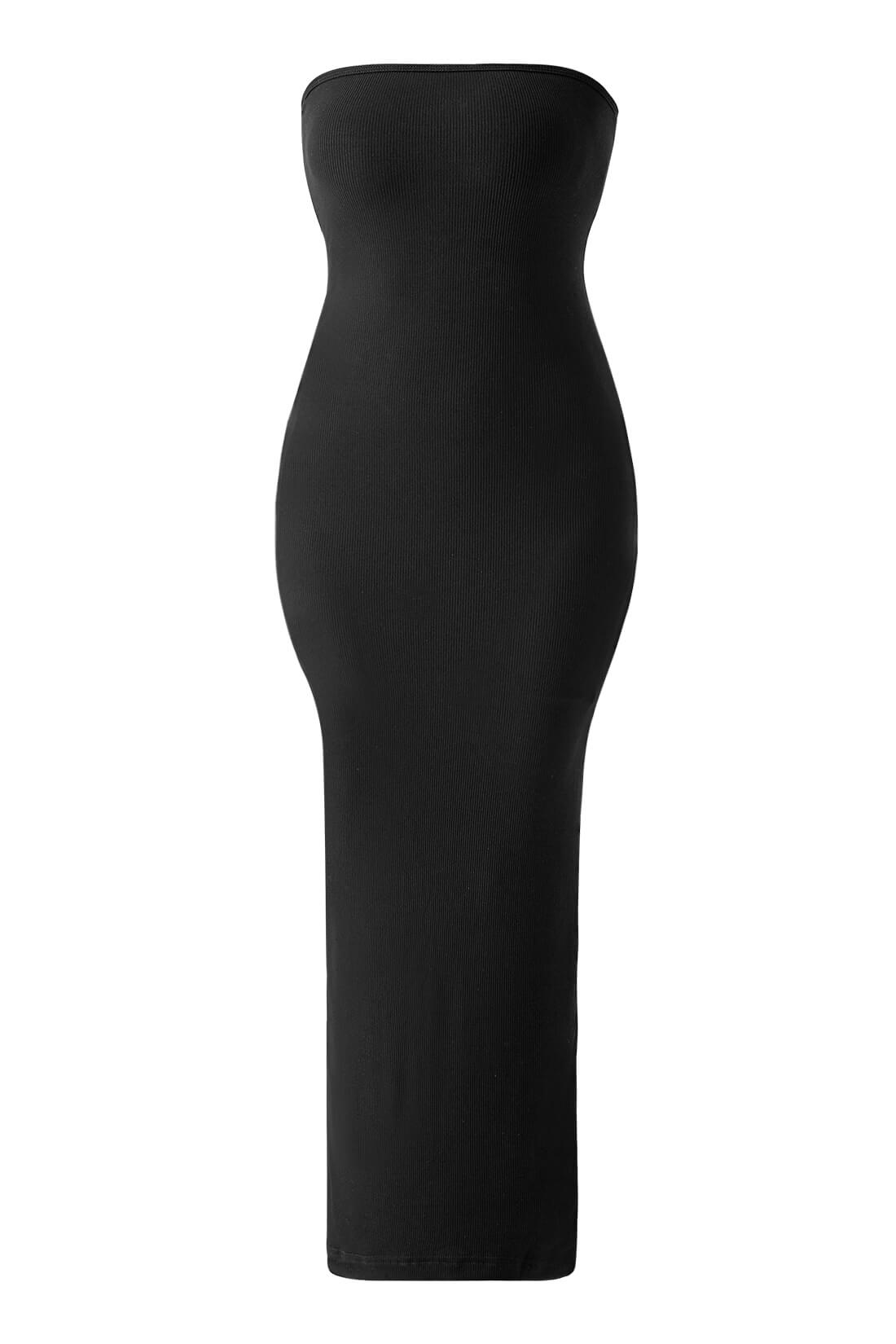 Stroppeløs maxikjole med innebygd shapewear