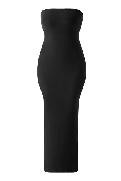 Stroppeløs maxikjole med innebygd shapewear