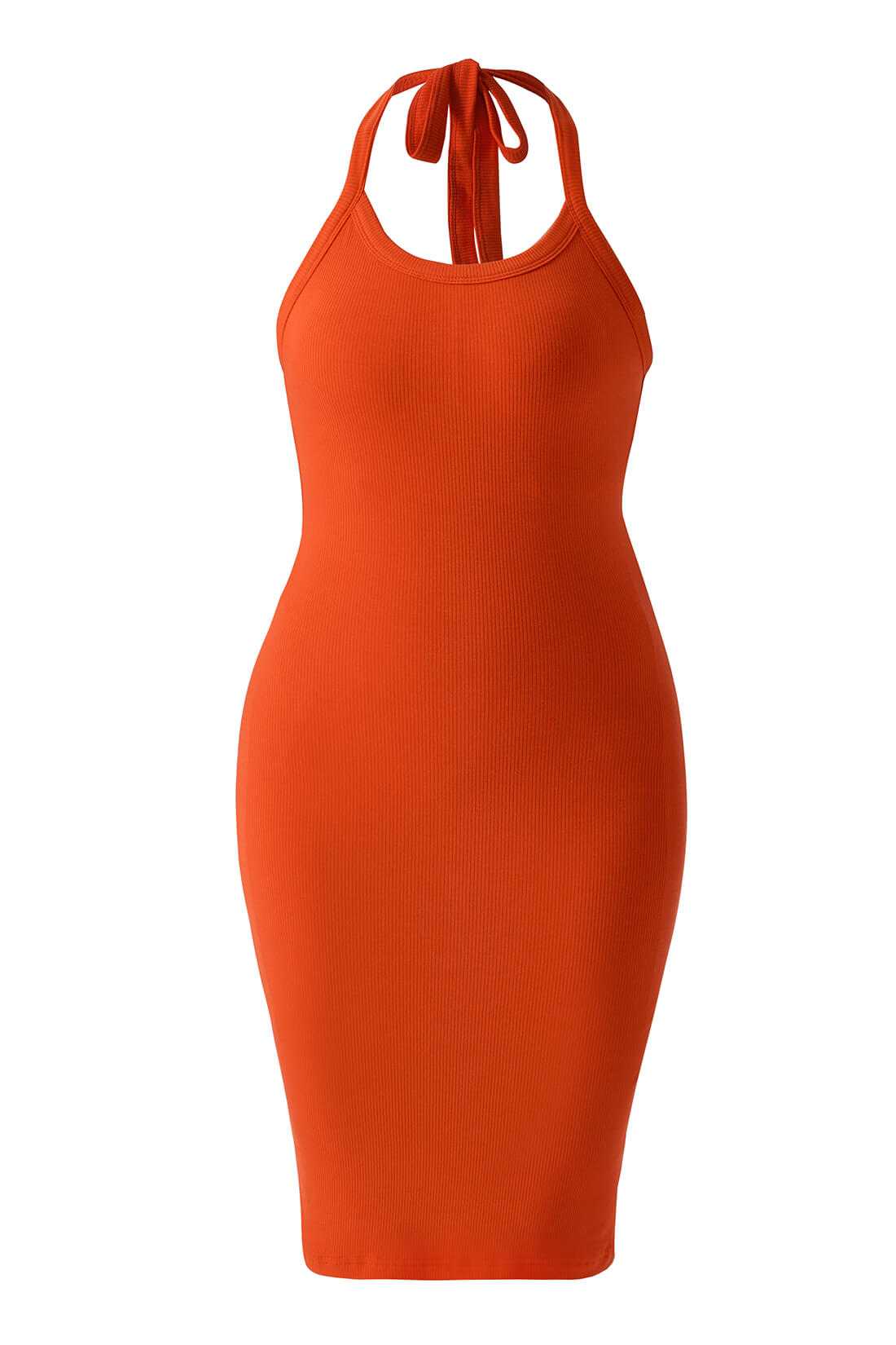 Ryggløs minikjole med drapert hals og stropper med innebygd shapewear