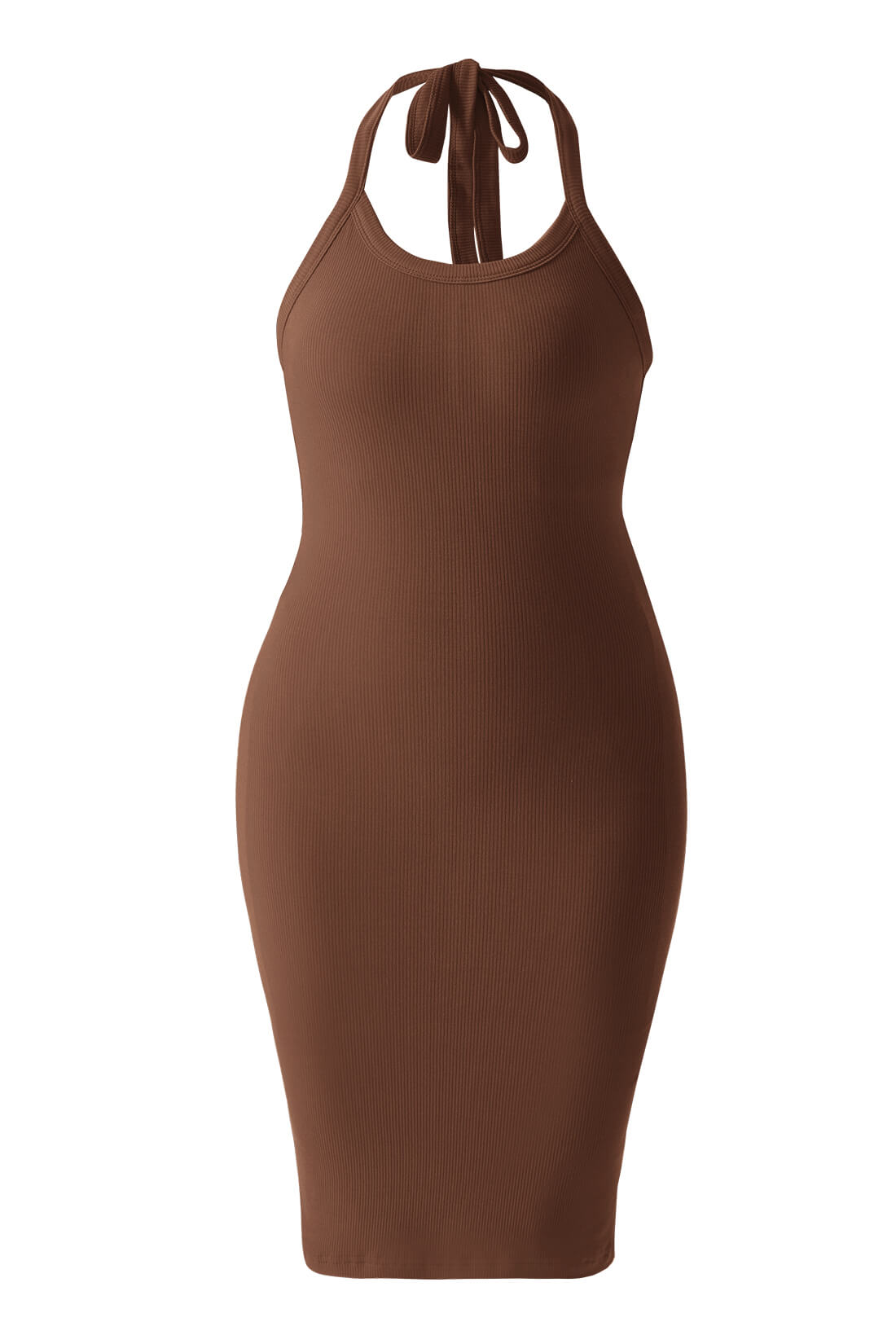 Ryggløs minikjole med drapert hals og stropper med innebygd shapewear