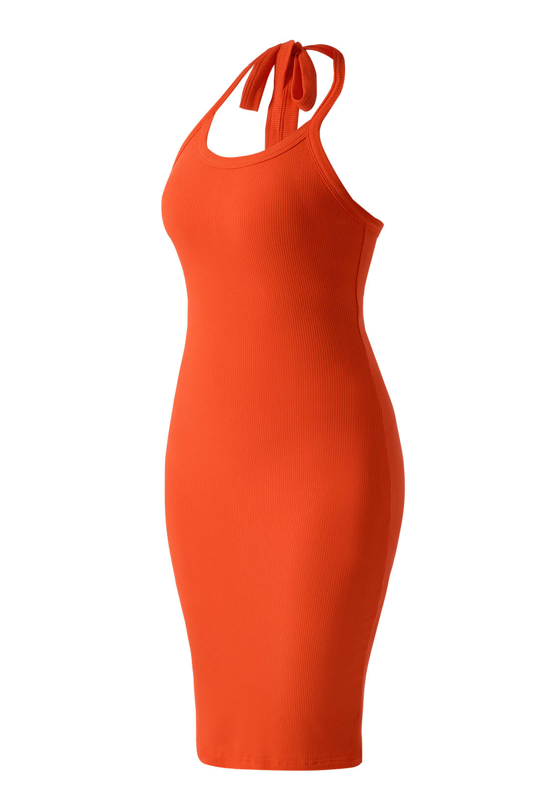 Ryggløs minikjole med drapert hals og stropper med innebygd shapewear