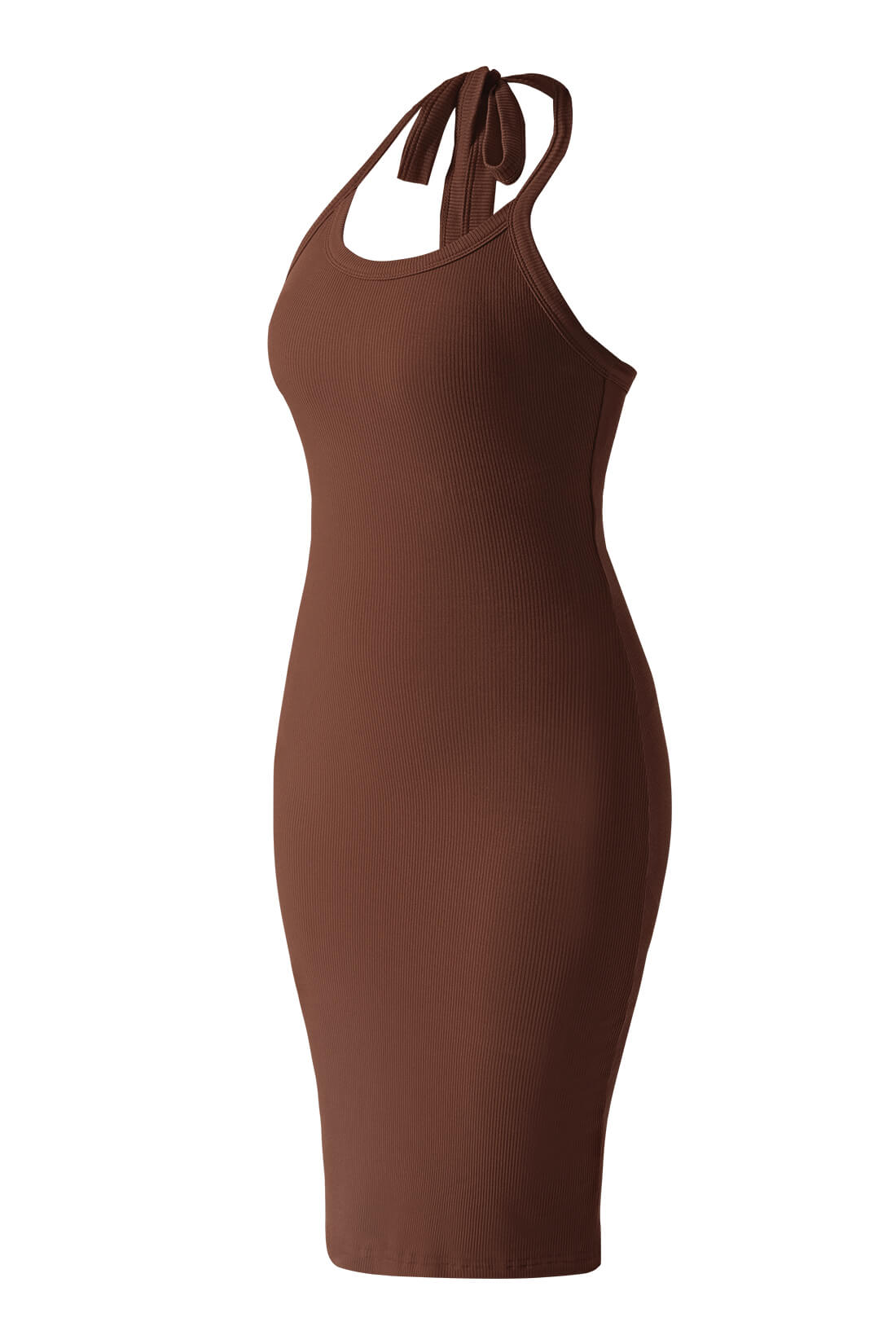 Ryggløs minikjole med drapert hals og stropper med innebygd shapewear