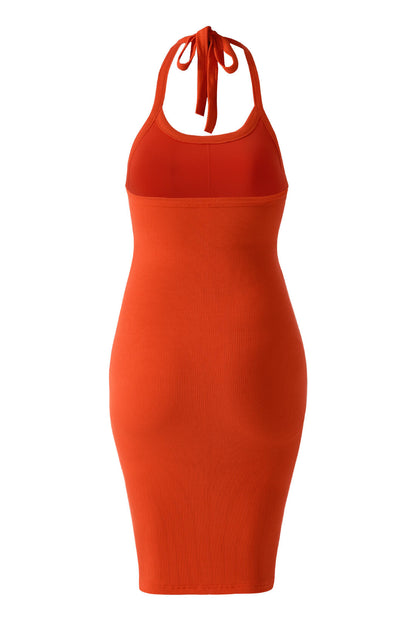 Ryggløs minikjole med drapert hals og stropper med innebygd shapewear