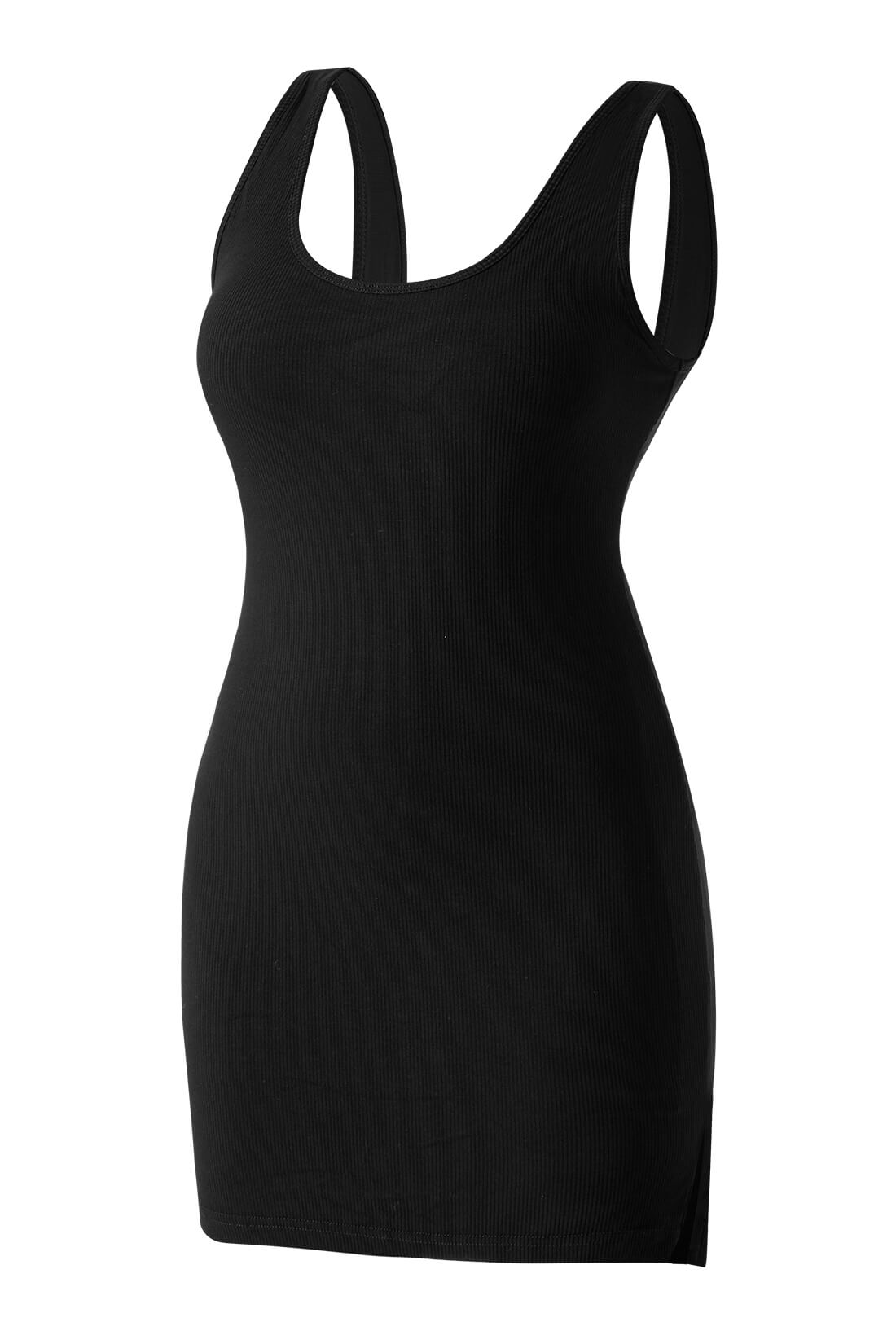 Enkel midikjole med rund hals og innebygd shapewear