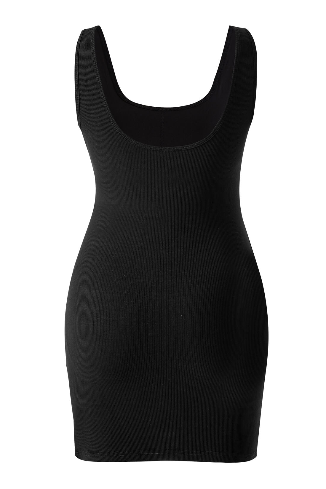 Enkel midikjole med rund hals og innebygd shapewear