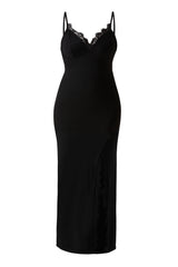 Blonde maxikjole med splitt og innebygd shapewear