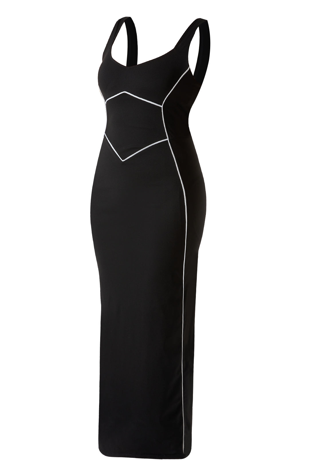 Maxikjole med kontrastfarger og innebygd shapewear
