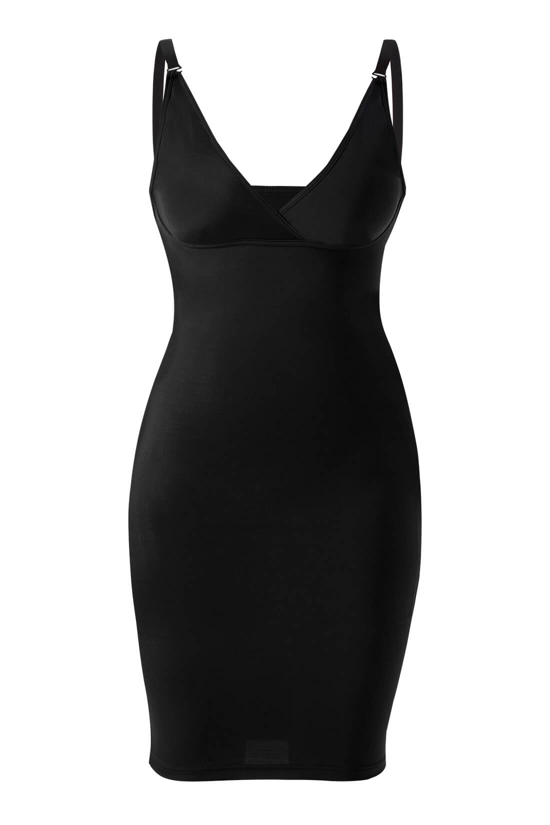 Midikjole med dyp V-utringning og innebygd shapewear