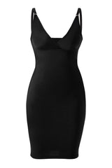 Midikjole med dyp V-hals og innebygd shapewear