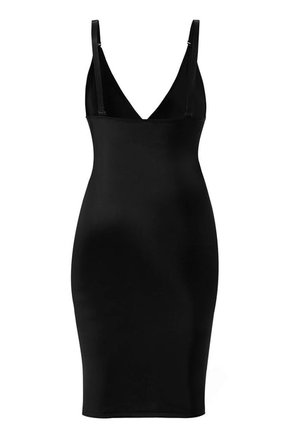 Midikjole med dyp V-utringning og innebygd shapewear