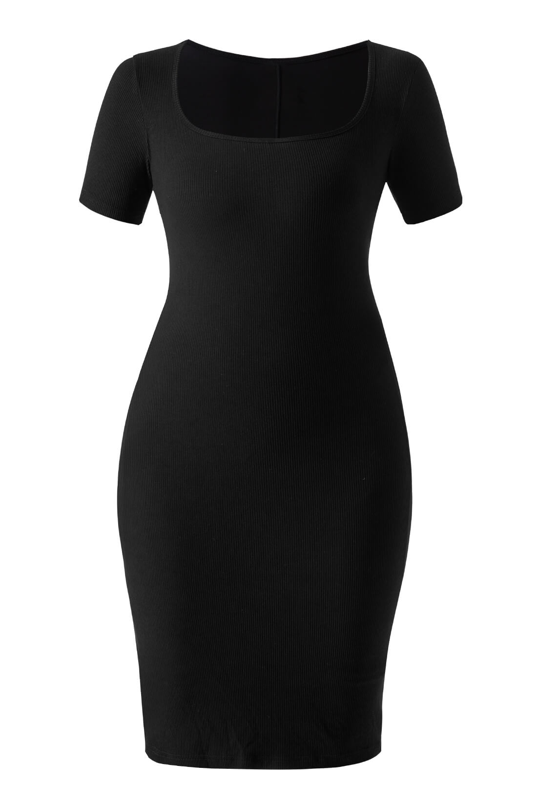 Midikjole med korte ermer og innebygd shapewear