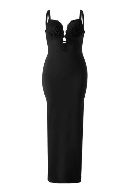 Maxikjole i blonder med push-up-effekt og innebygd shapewear