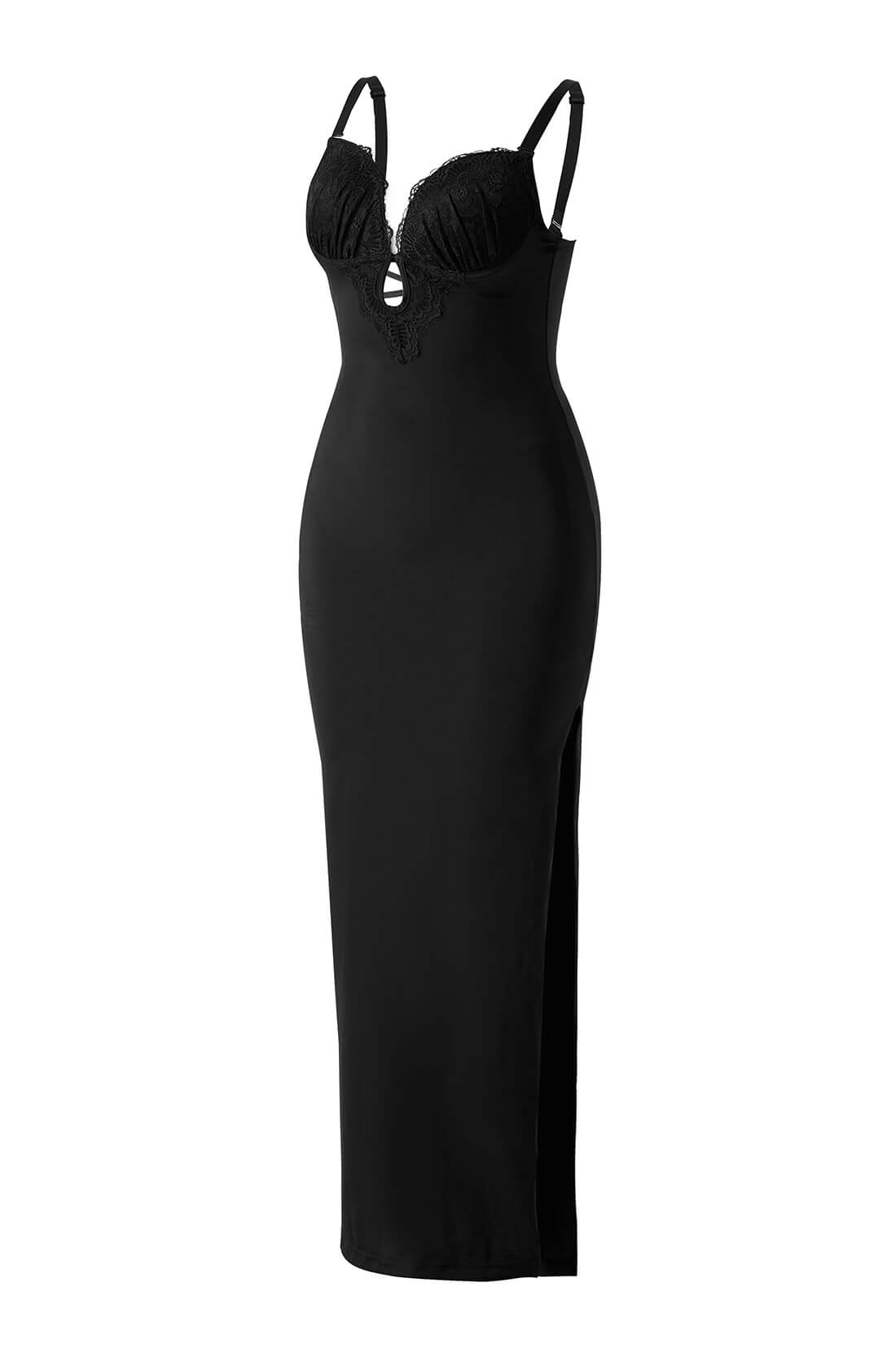 Maxikjole i blonder med push-up-effekt og innebygd shapewear