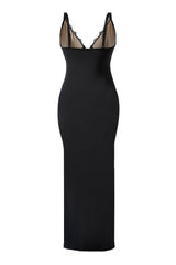 Blonde maxikjole med dyp V-hals og innebygd shapewear