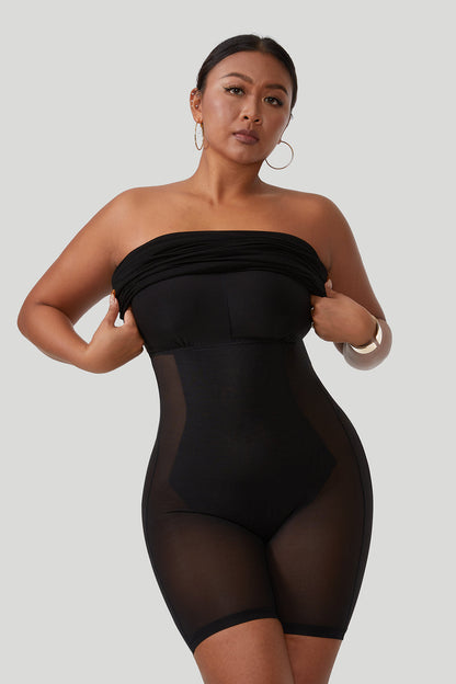 Stroppeløs maxikjole med innebygd shapewear