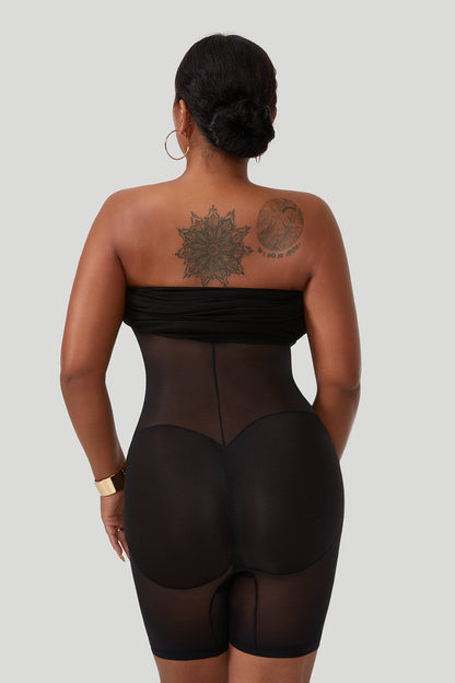 Stroppeløs maxikjole med innebygd shapewear