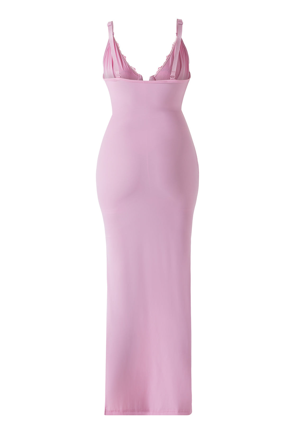 Maxikjole i blonder med dyp V-utringning og innebygd shapewear