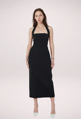 Tettsittende Halterneck Midikjole