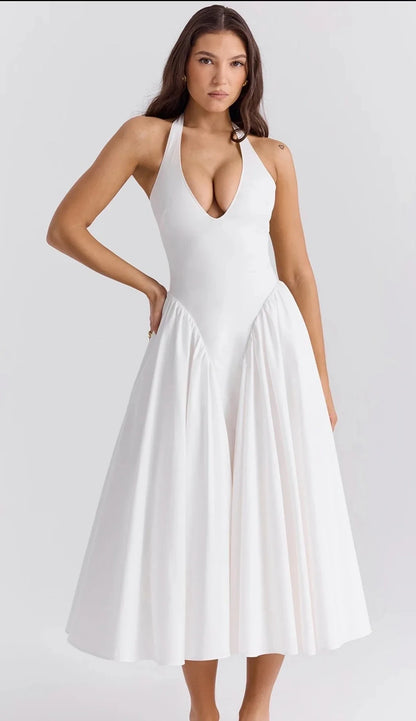 Elegant maxikjole med V-utringning