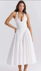 Elegant maxikjole med V-hals