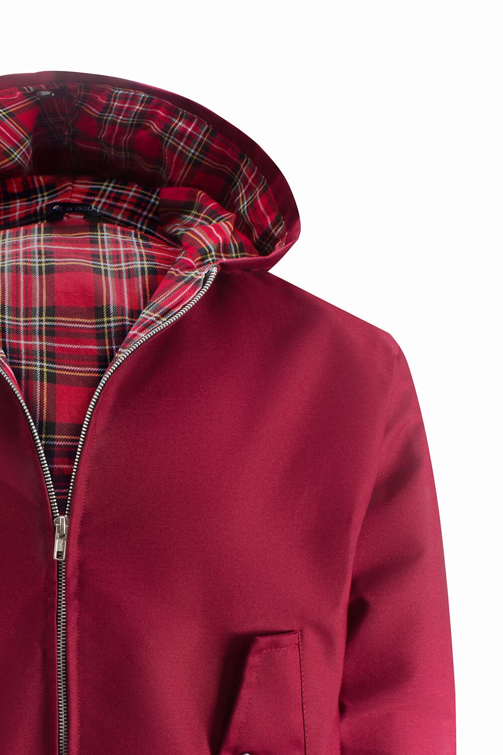 Harrington-jakke med hette for menn – burgunder