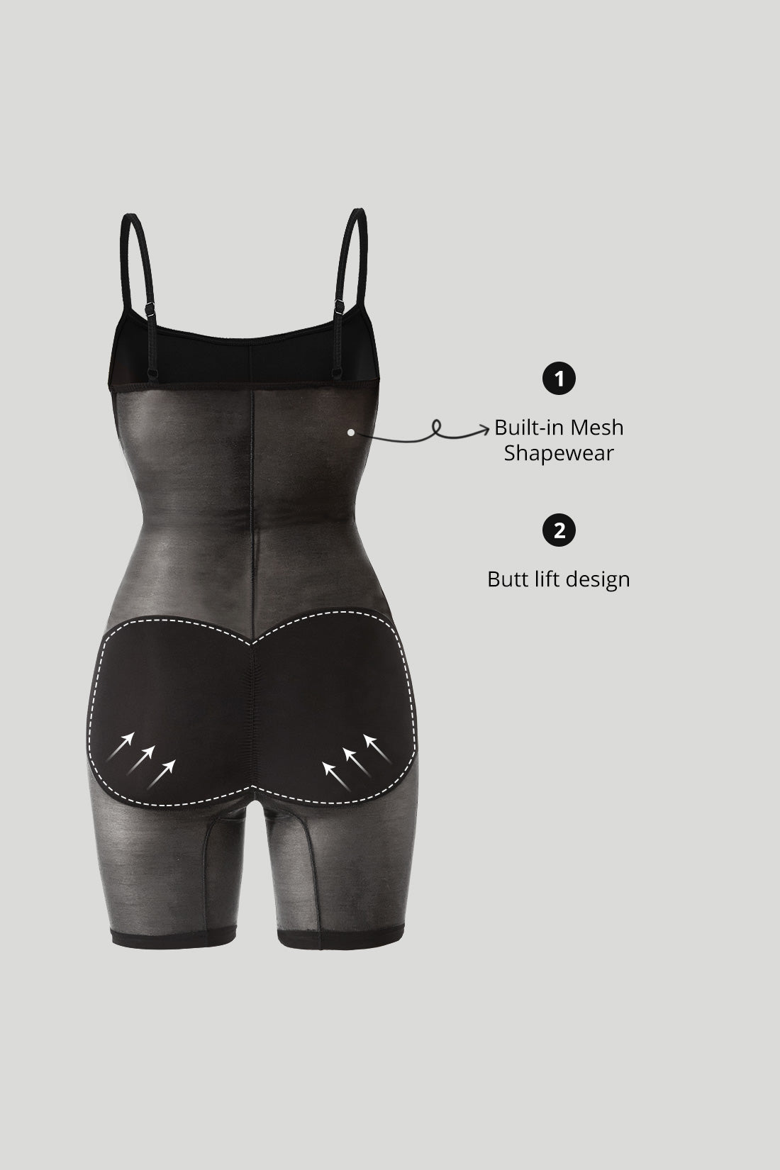Kjole med Queen Anne-utringning og innebygd shapewear