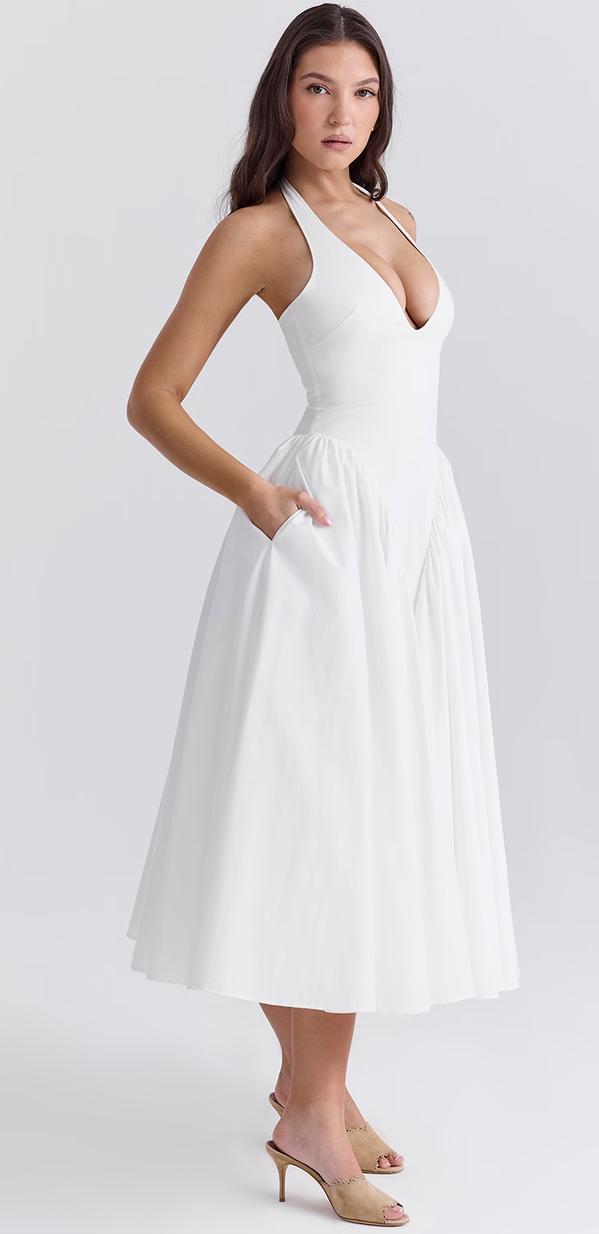 Elegant maxikjole med V-utringning