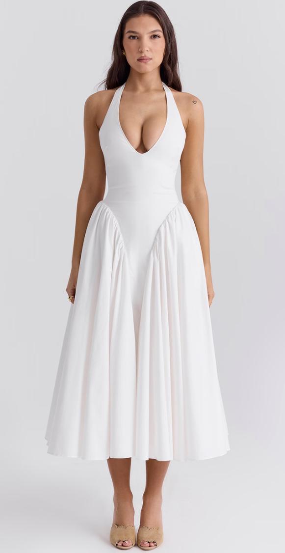 Elegant maxikjole med V-utringning
