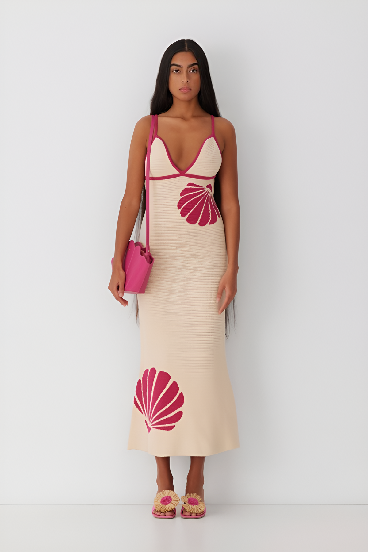 Elegant maxikjole med skjellmotiv