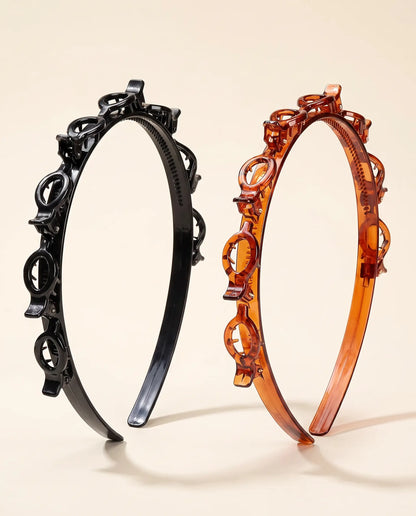 PIMOVO ClipStyle tweedelige haarbandset in zwart en bruin schildpadmotief