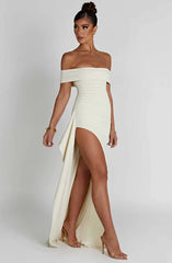 Off-Shoulder Høy Splitt Maxikjole