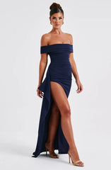 Off-Shoulder Høy Splitt Maxikjole